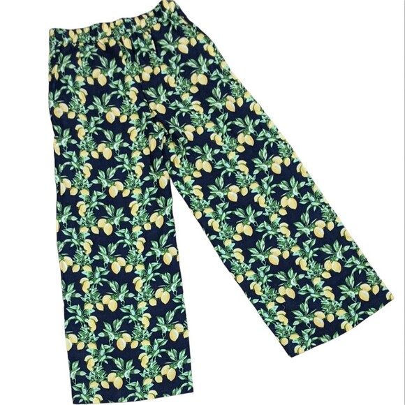 Loft Ann Taylor fluid novelty wide leg lemon linen blend back elastic pants XS - Picture 2 of 12